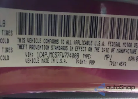 2015 Jeep Cherokee Latitude из США, поврежденный, VIN 1C4PJMCS7FW774008